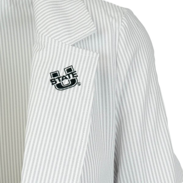 Women's White and Gray Striped Jacket